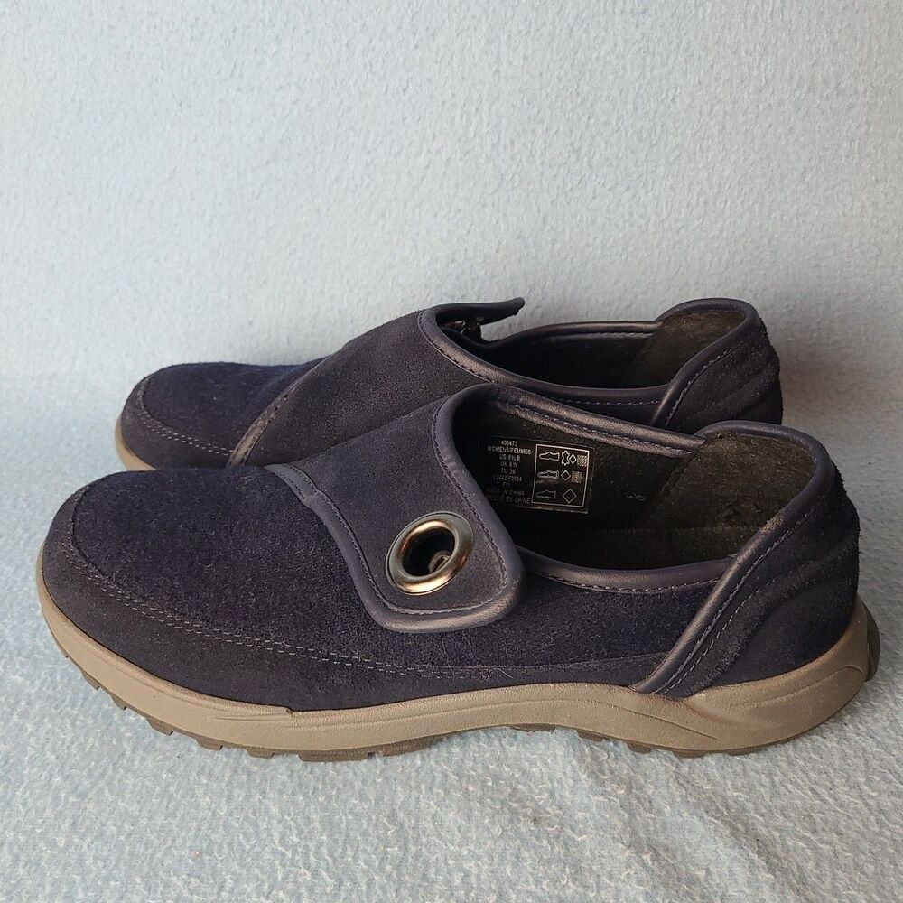 Lands' End Women's Suede Comfort Shoes Black Slip On size  8.5 B